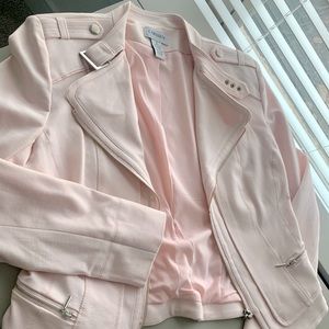 Carmen Marc Valvo Pink Moto Style Cropped Jacket